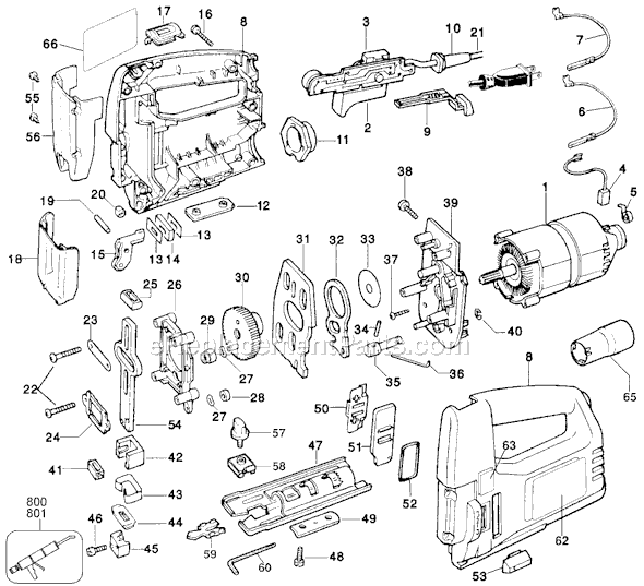 Page A Diagram and Parts List for HD4000 Type 1 Black and Decker Jig Saw